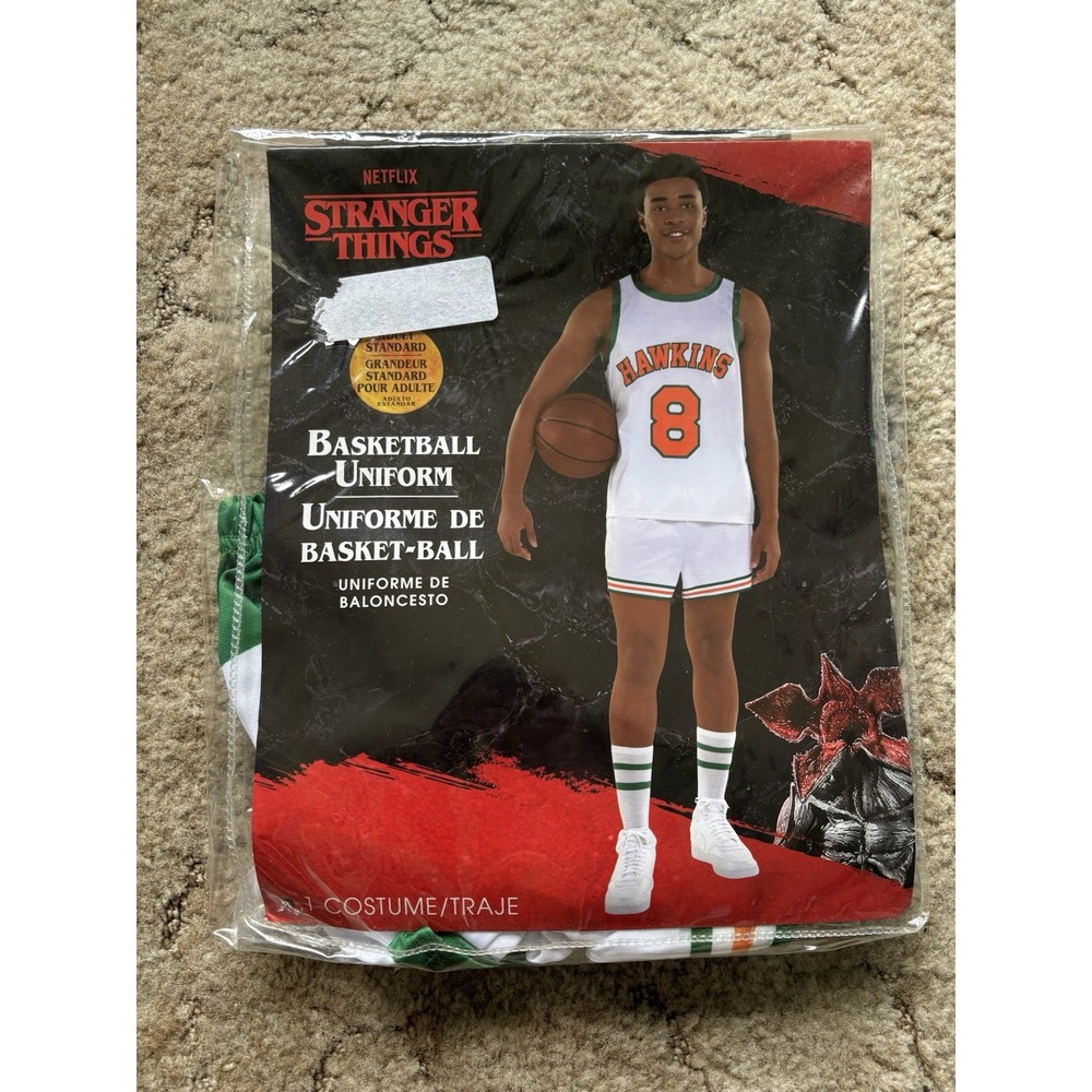 Netflix Stranger Things Costume Mens Standard White NWT Lucas Hawkins Basketball